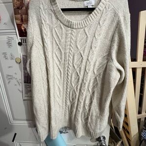 croft & barrow Cream Cable Knit Scoop Neck Sweater